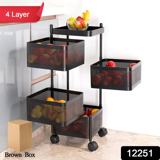 4 Layer Kitchen Trolley With Wheels