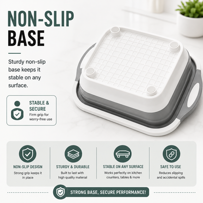 Foldable Plastic Chopping Board – Multipurpose Cutting Board & Vegetable Washing Basket, Space-Saving Kitchen Tool