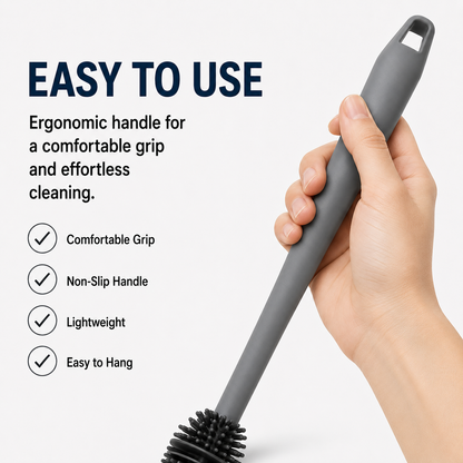 Silicone Bottle Cleaning Brush with Long Handle – Multipurpose Bottle Cleaner for Baby Bottles, Water Bottles, Vases & Glass Containers