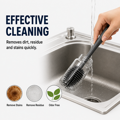 Silicone Bottle Cleaning Brush with Long Handle – Multipurpose Bottle Cleaner for Baby Bottles, Water Bottles, Vases & Glass Containers