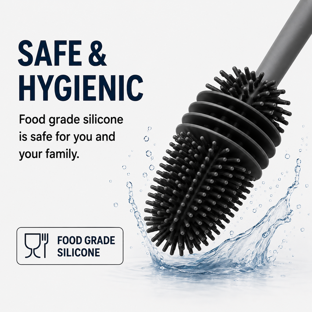 Silicone Bottle Cleaning Brush with Long Handle – Multipurpose Bottle Cleaner for Baby Bottles, Water Bottles, Vases & Glass Containers