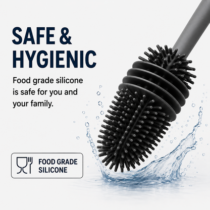 Silicone Bottle Cleaning Brush with Long Handle – Multipurpose Bottle Cleaner for Baby Bottles, Water Bottles, Vases & Glass Containers