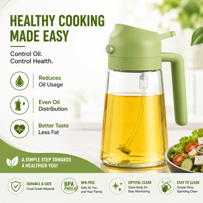 580ml Glass Oil Sprayer & Dispenser Bottle – Refillable Cooking Oil Spray for Kitchen Use