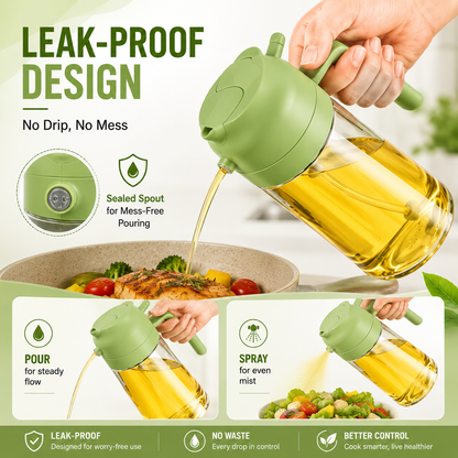 580ml Glass Oil Sprayer & Dispenser Bottle – Refillable Cooking Oil Spray for Kitchen Use